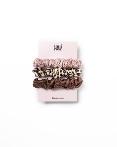 Mini Silk Scrunchie Trio By Tr ($30 Value) Leopard Scrunchies