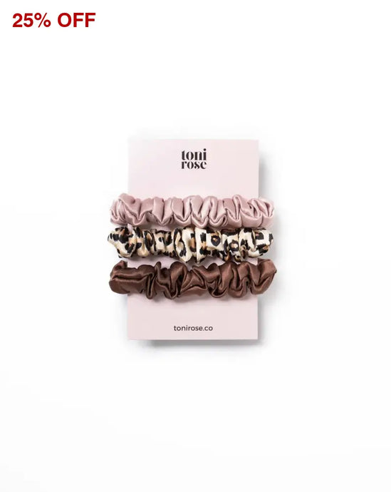 Mini Silk Scrunchie Trio By Tr ($30 Value) Leopard Scrunchies