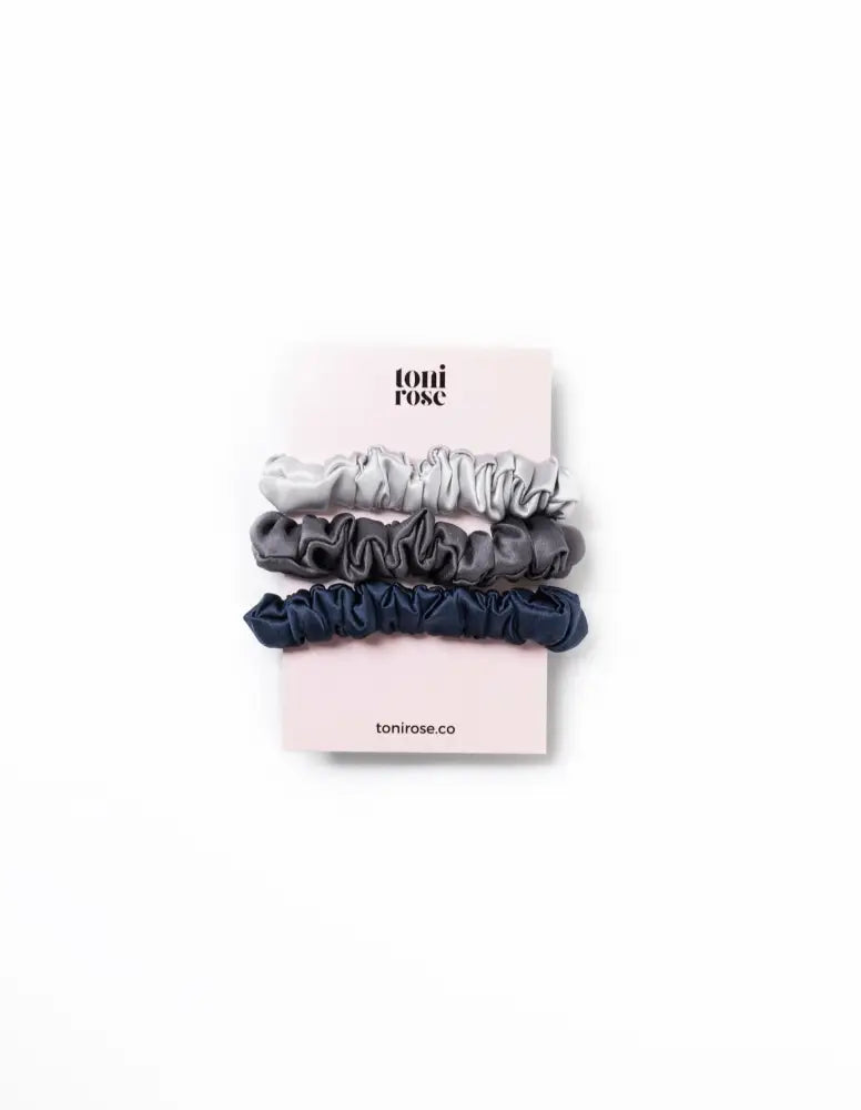 Mini Silk Scrunchie Trio By Tr ($30 Value) Midnight Scrunchies
