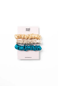 Mini Silk Scrunchie Trio By Tr ($30 Value) Ocean Scrunchies